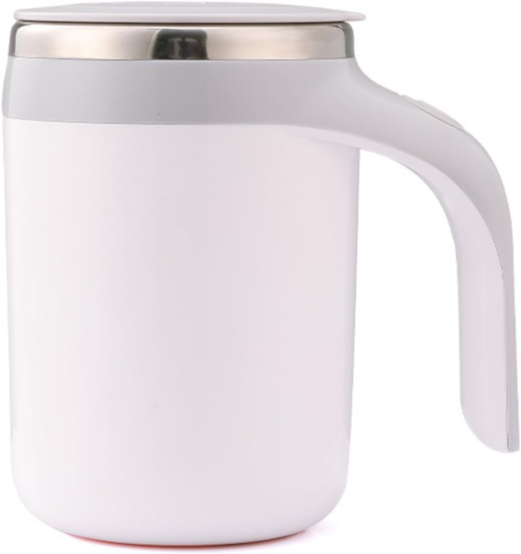 Self Stirring Mug, Electric Automatic Stirring Coffee Cup with 304 Stainless Steel, Rechargeable Travel Mug for Hot/Cold Drinks, Perfect for Coffee, Tea, Hot Chocolate, Office & Home Use(white)