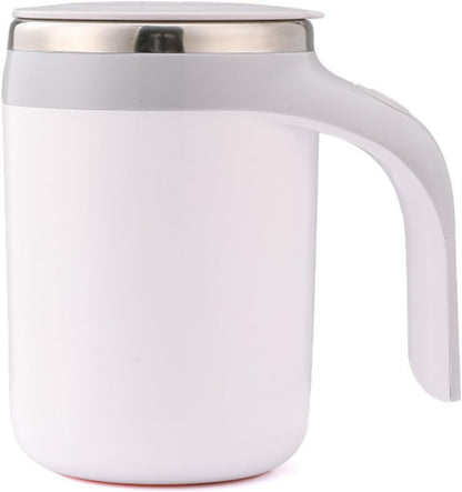 Self Stirring Mug, Electric Automatic Stirring Coffee Cup with 304 Stainless Steel, Rechargeable Travel Mug for Hot/Cold Drinks, Perfect for Coffee, Tea, Hot Chocolate, Office & Home Use(white)