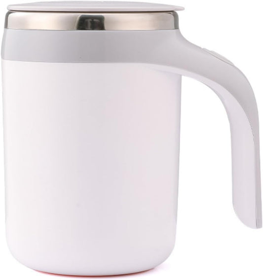 Self Stirring Mug, Electric Automatic Stirring Coffee Cup with 304 Stainless Steel, Rechargeable Travel Mug for Hot/Cold Drinks, Perfect for Coffee, Tea, Hot Chocolate, Office & Home Use(white)