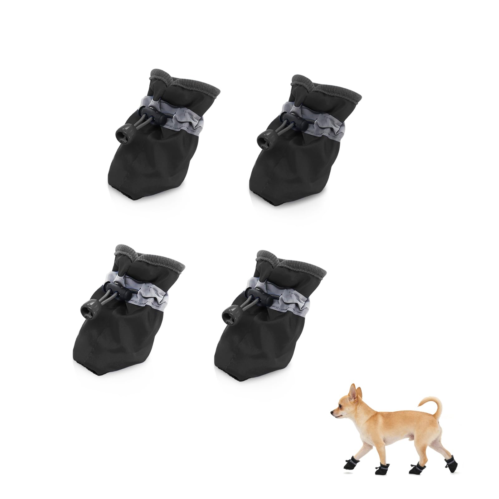 Andiker 4 Pcs Dog Shoes, Soft Breathable Dog Boots with Adjustable Drawstring Non-Slip Sole Easy to Clean Dog Paw Protectors for Outdoors Indoors in Spring Summer (Yellow, M)