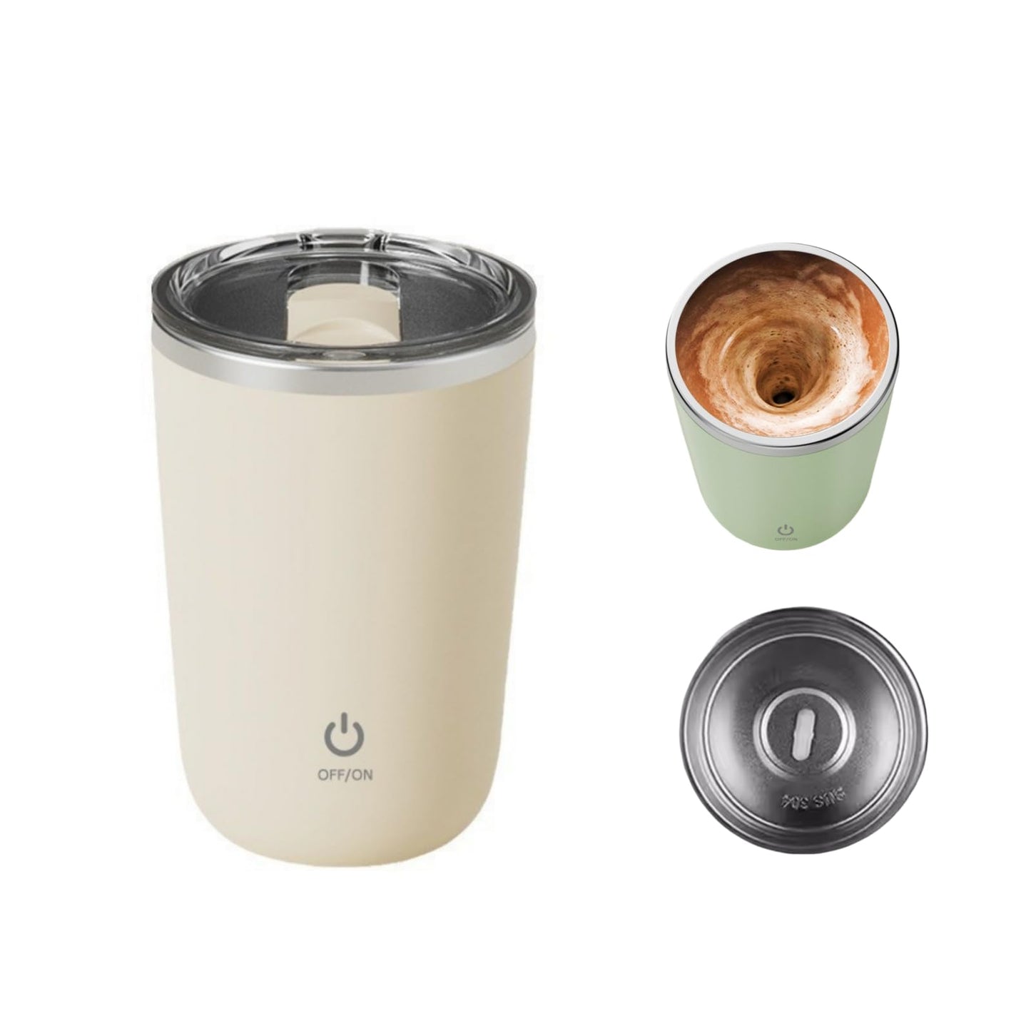 Self Stirring Mug, Electric Automatic Stirring Coffee Cup with 304 Stainless Steel, Rechargeable Travel Mug for Hot/Cold Drinks, Perfect for Coffee, Tea, Hot Chocolate, Office & Home Use(white)