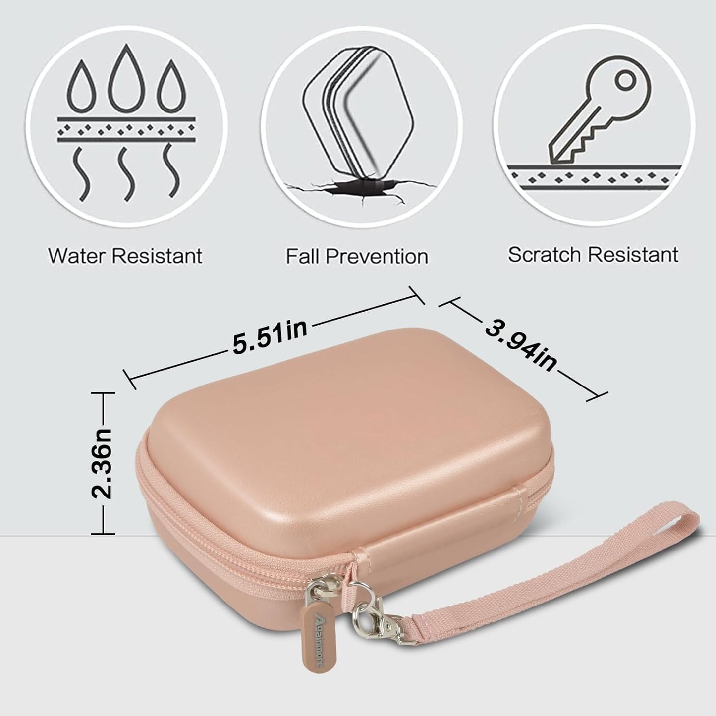 Case Compatible with Canon Ivy 2 Mini Photo Printer/for Kodak Step/for Ivy CLIQ+2 CLIQ 2, Mobile Wireless Bluetooth Instant Camera Printer Cover fits Photo Paper & Cable(Case Only)-Rose Gold