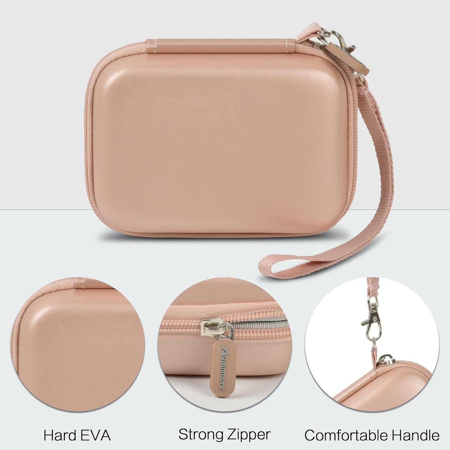 Case Compatible with Canon Ivy 2 Mini Photo Printer/for Kodak Step/for Ivy CLIQ+2 CLIQ 2, Mobile Wireless Bluetooth Instant Camera Printer Cover fits Photo Paper & Cable(Case Only)-Rose Gold