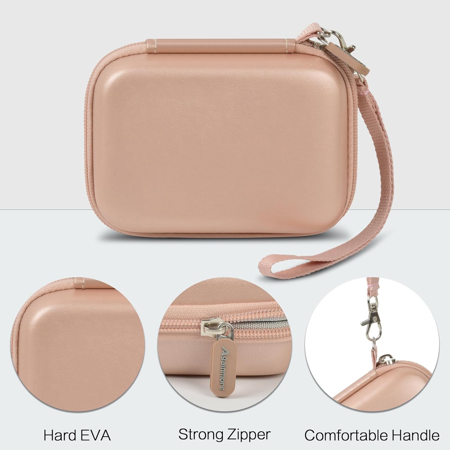 Case Compatible with Canon Ivy 2 Mini Photo Printer/for Kodak Step/for Ivy CLIQ+2 CLIQ 2, Mobile Wireless Bluetooth Instant Camera Printer Cover fits Photo Paper & Cable(Case Only)-Rose Gold