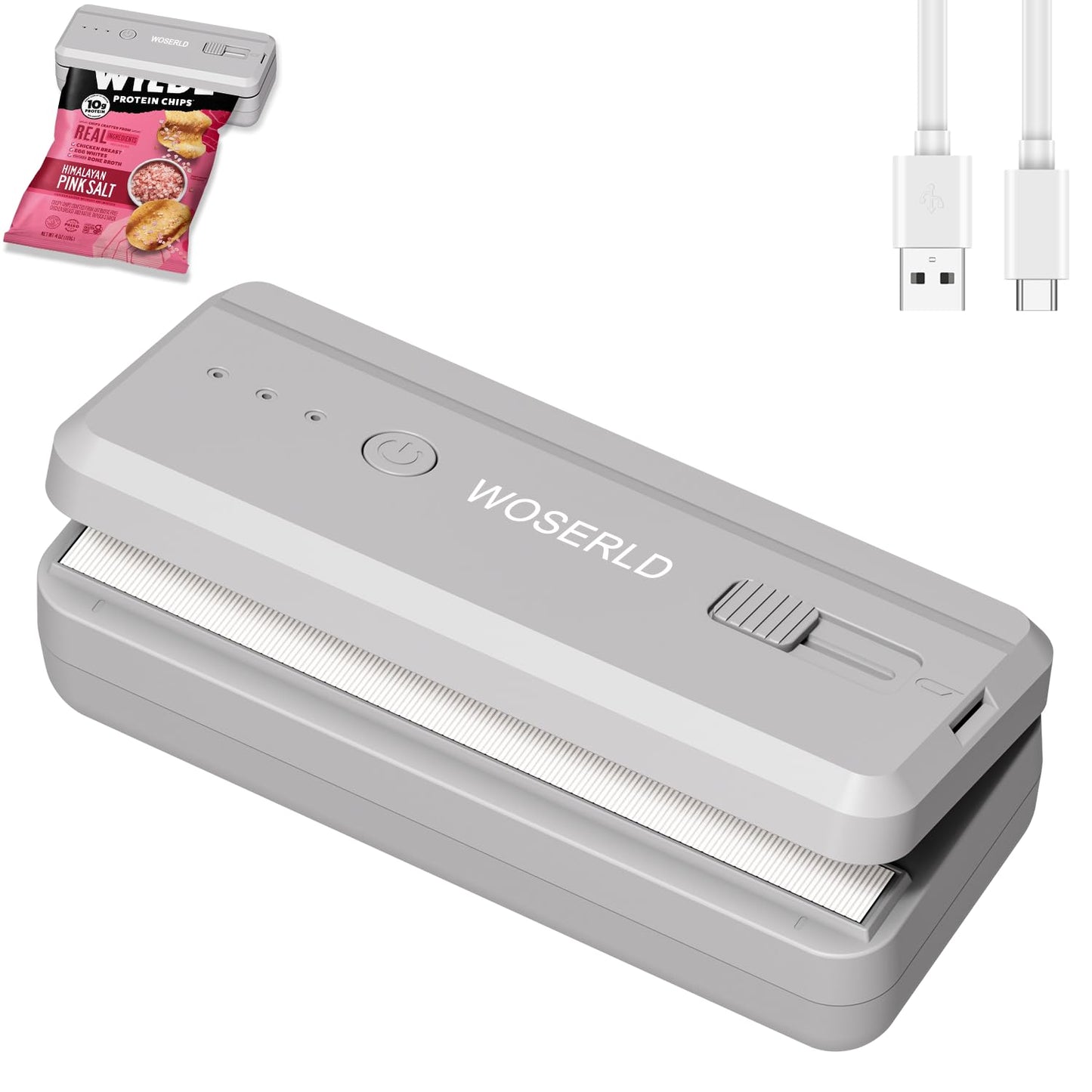 Mini Bag Sealer and Cutter magnet 1300mAh Rechargeable Chip Bag Sealer Machine Sealer Portable Heat Sealer Kitchen Food packaging Plastic bag resealer (White)