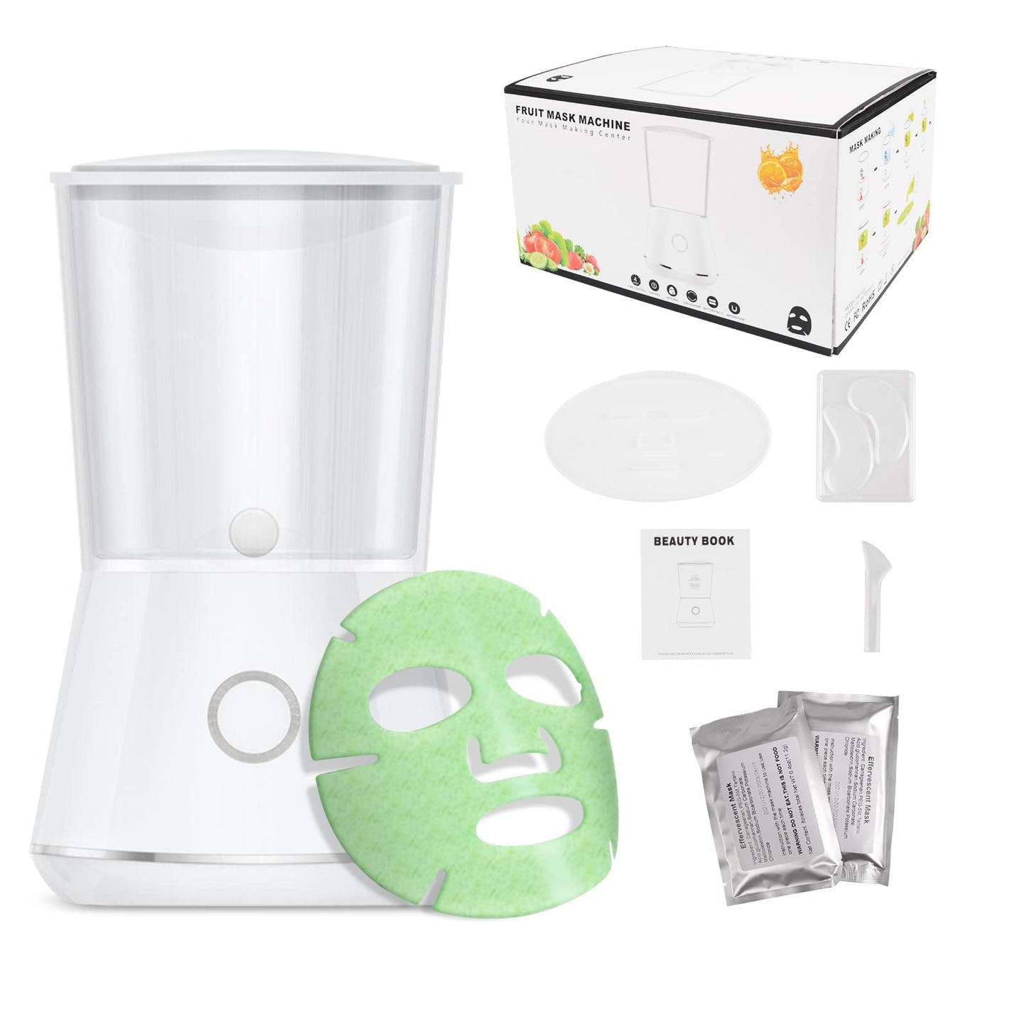 Face Mask Maker Machine, DIY Natural Fruit & Vegetable Mask with 32Pcs Collagen, Automatic Facial Skin Care Machine for SPA Treatments (Rechargeable)