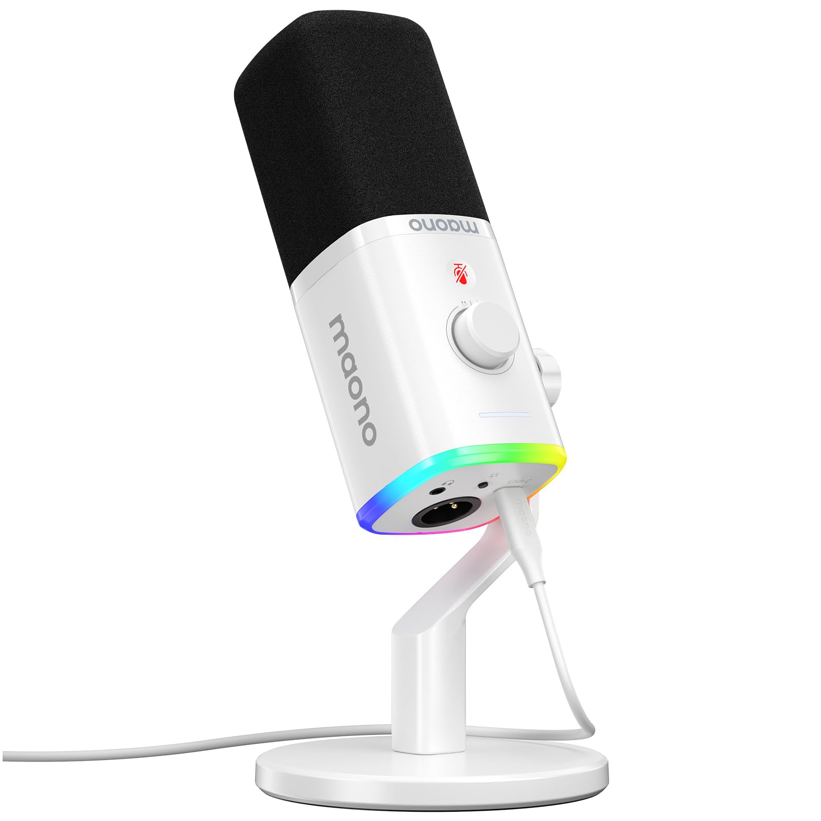 MAONO USB/XLR Podcasting Microphone for PC, Gaming Streaming Dynamic Mic with Mute Button, RGB, Desktop Stand,Computer Mic for Video Studio Recording-PD100X,Black