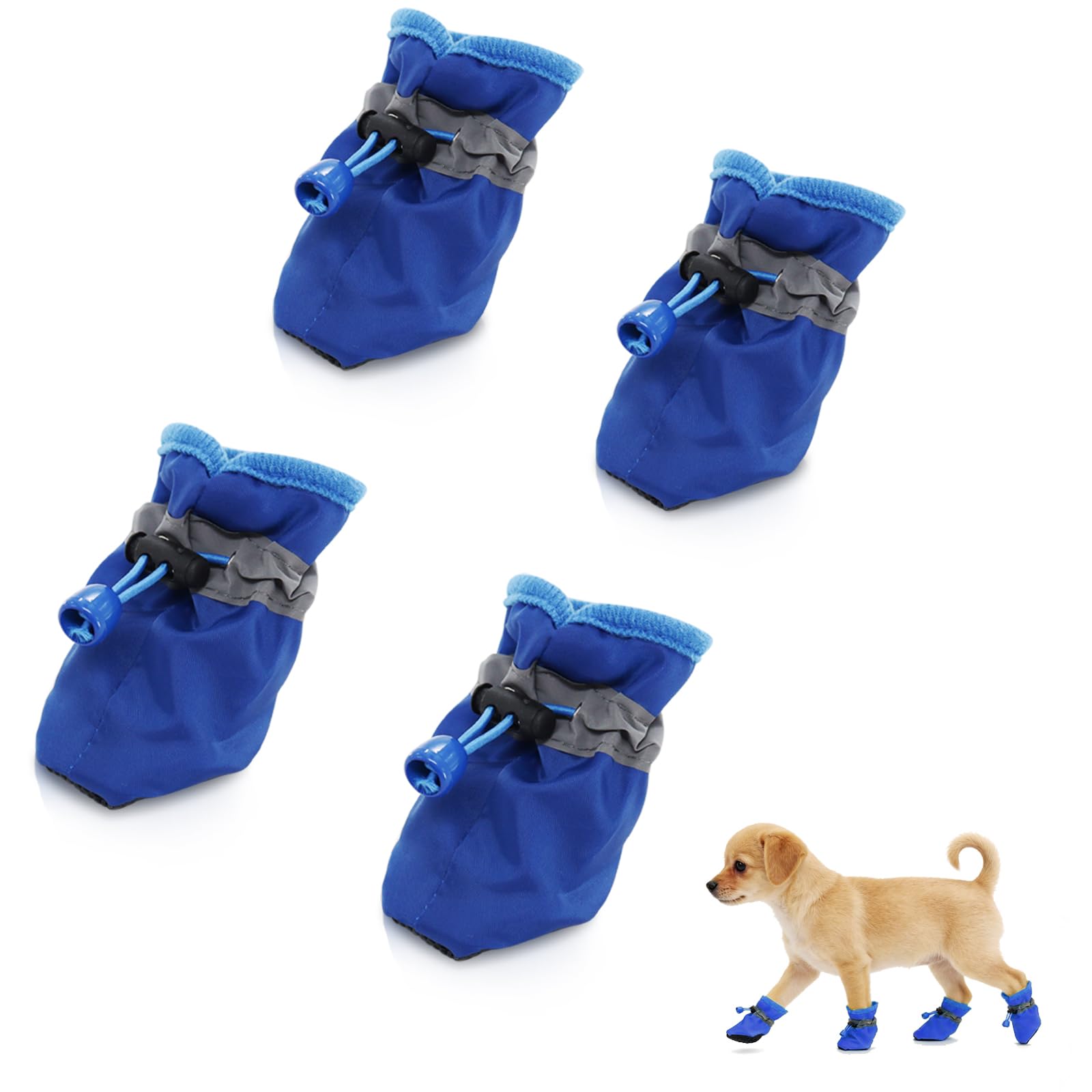 Andiker 4 Pcs Dog Shoes, Soft Breathable Dog Boots with Adjustable Drawstring Non-Slip Sole Easy to Clean Dog Paw Protectors for Outdoors Indoors in Spring Summer (Yellow, M)