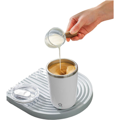 Self Stirring Mug, Electric Automatic Stirring Coffee Cup with 304 Stainless Steel, Rechargeable Travel Mug for Hot/Cold Drinks, Perfect for Coffee, Tea, Hot Chocolate, Office & Home Use(white)