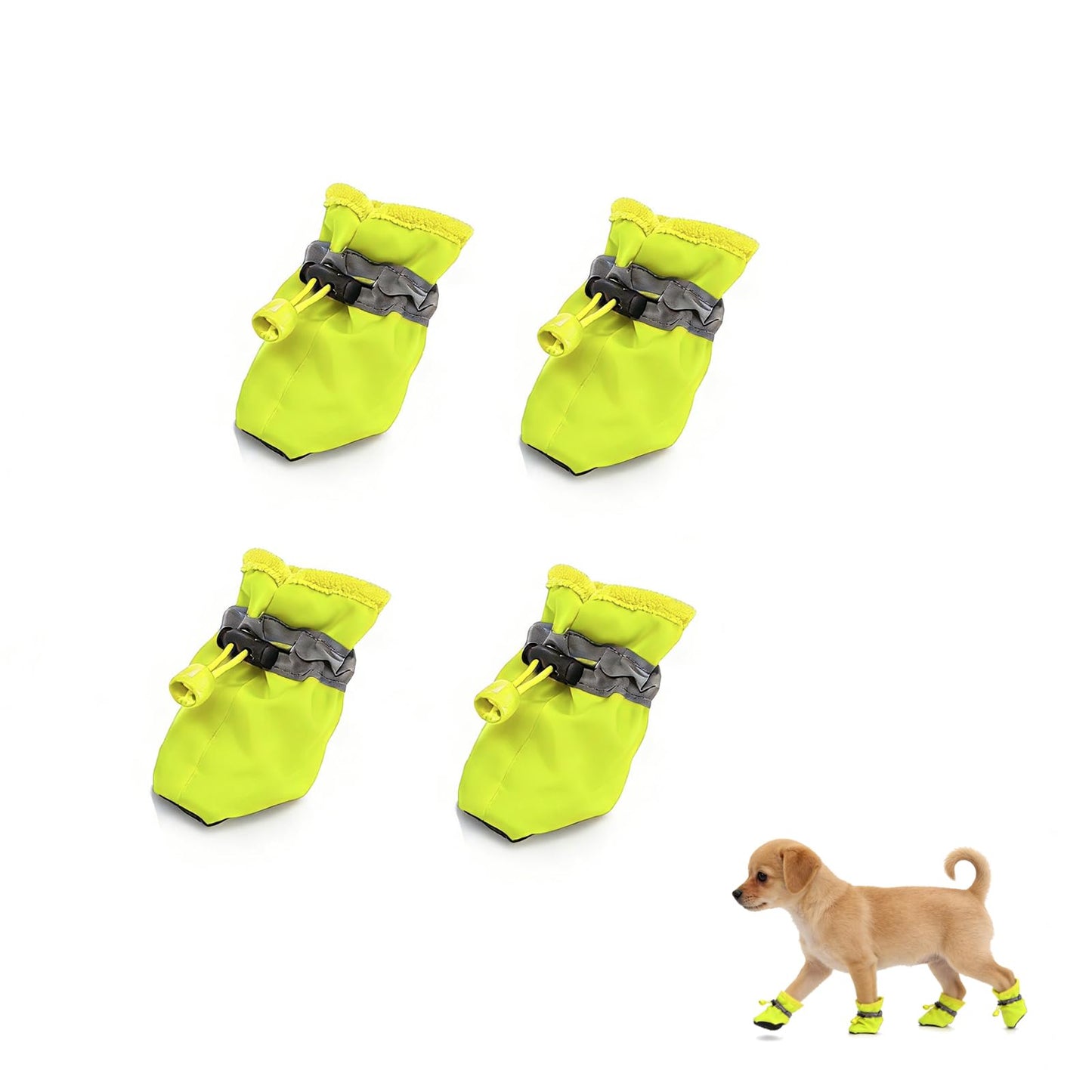 Andiker 4 Pcs Dog Shoes, Soft Breathable Dog Boots with Adjustable Drawstring Non-Slip Sole Easy to Clean Dog Paw Protectors for Outdoors Indoors in Spring Summer (Yellow, M)