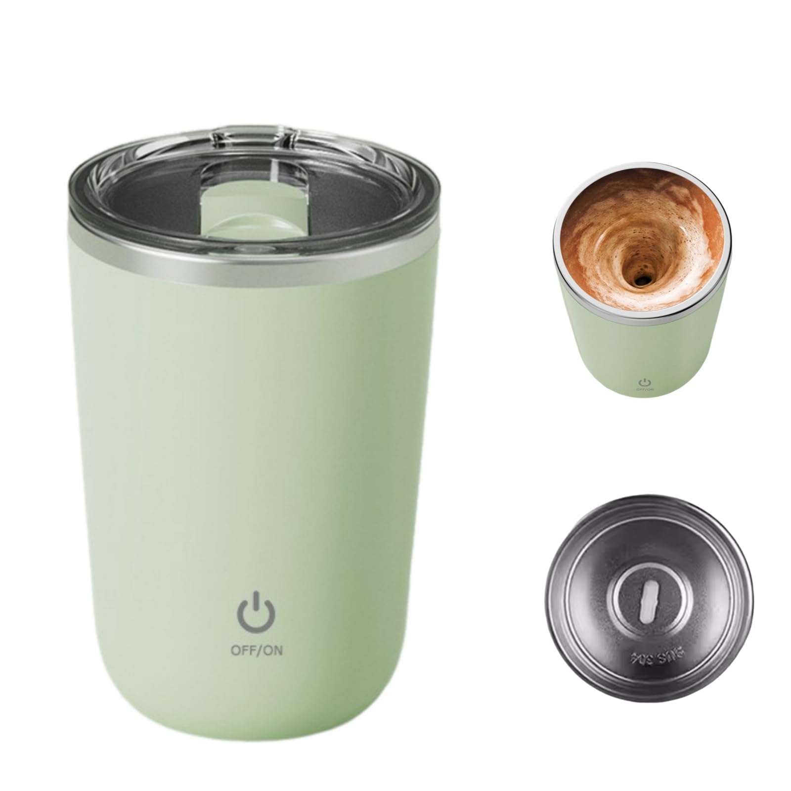 Self Stirring Mug, Electric Automatic Stirring Coffee Cup with 304 Stainless Steel, Rechargeable Travel Mug for Hot/Cold Drinks, Perfect for Coffee, Tea, Hot Chocolate, Office & Home Use(white)