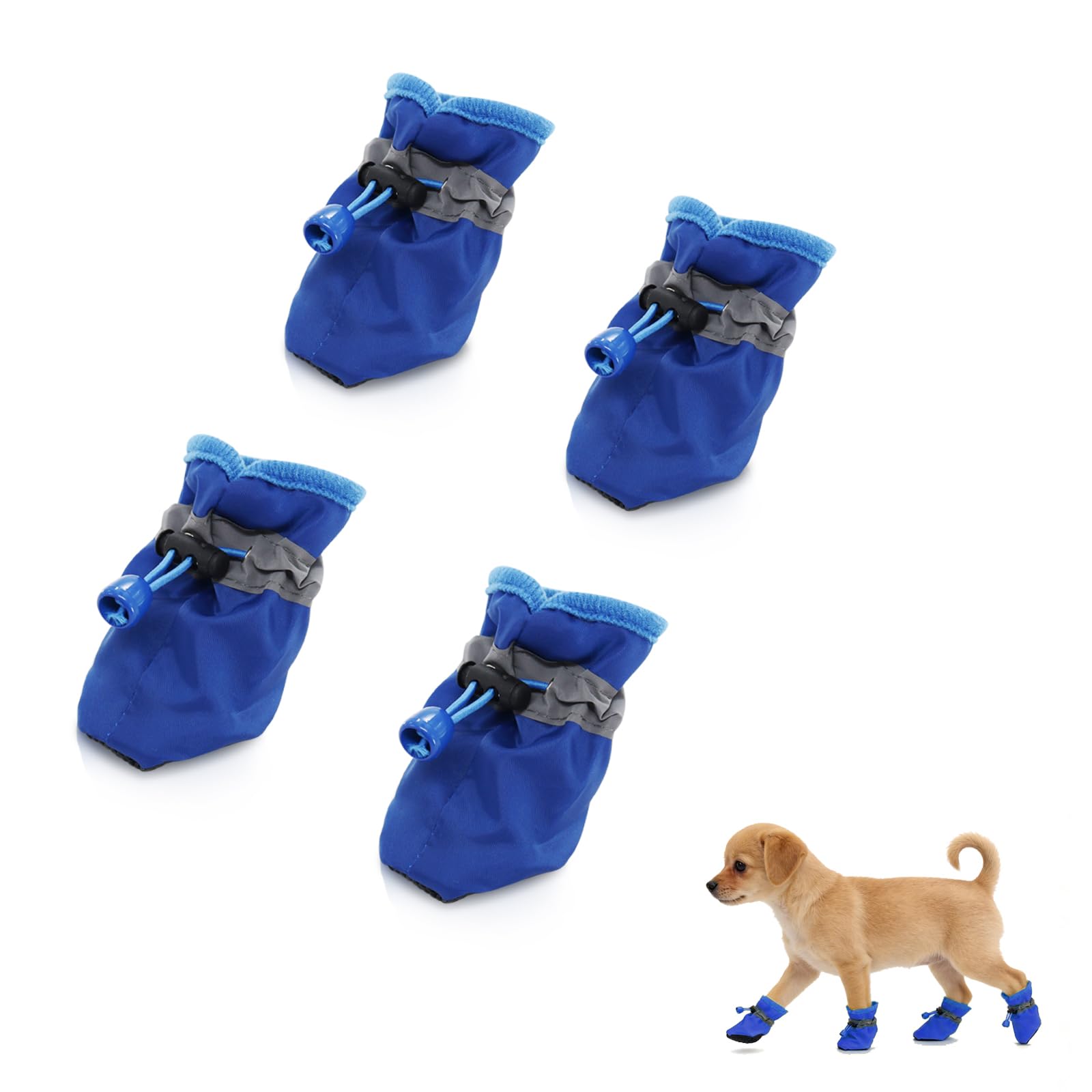 Andiker 4 Pcs Dog Shoes, Soft Breathable Dog Boots with Adjustable Drawstring Non-Slip Sole Easy to Clean Dog Paw Protectors for Outdoors Indoors in Spring Summer (Yellow, M)