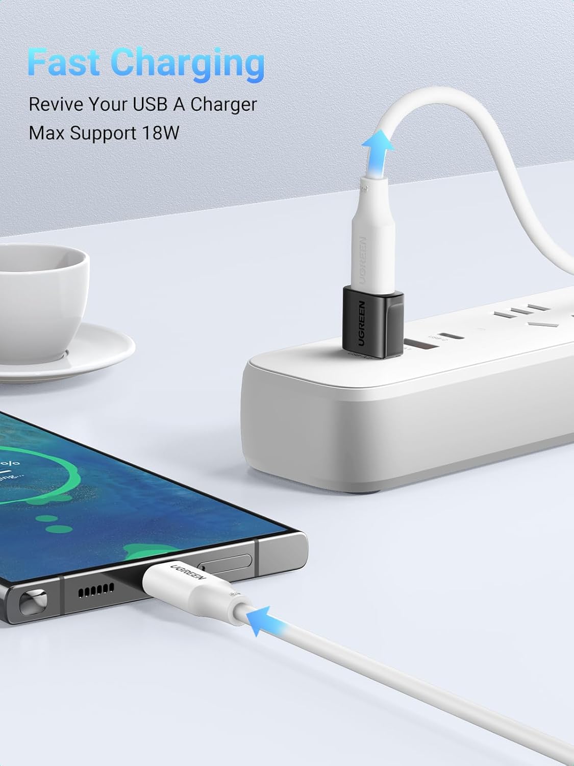 UGREEN USB to USB C Adapter 3Pack, USB C Female to USB Male Adapter 10Gbps Type C Converter for iPhone 17 16 15 14 13 Plus Pro Max,iPad Air Mini 6 7,Samsung Galaxy S23 S24,iPad Air,Black