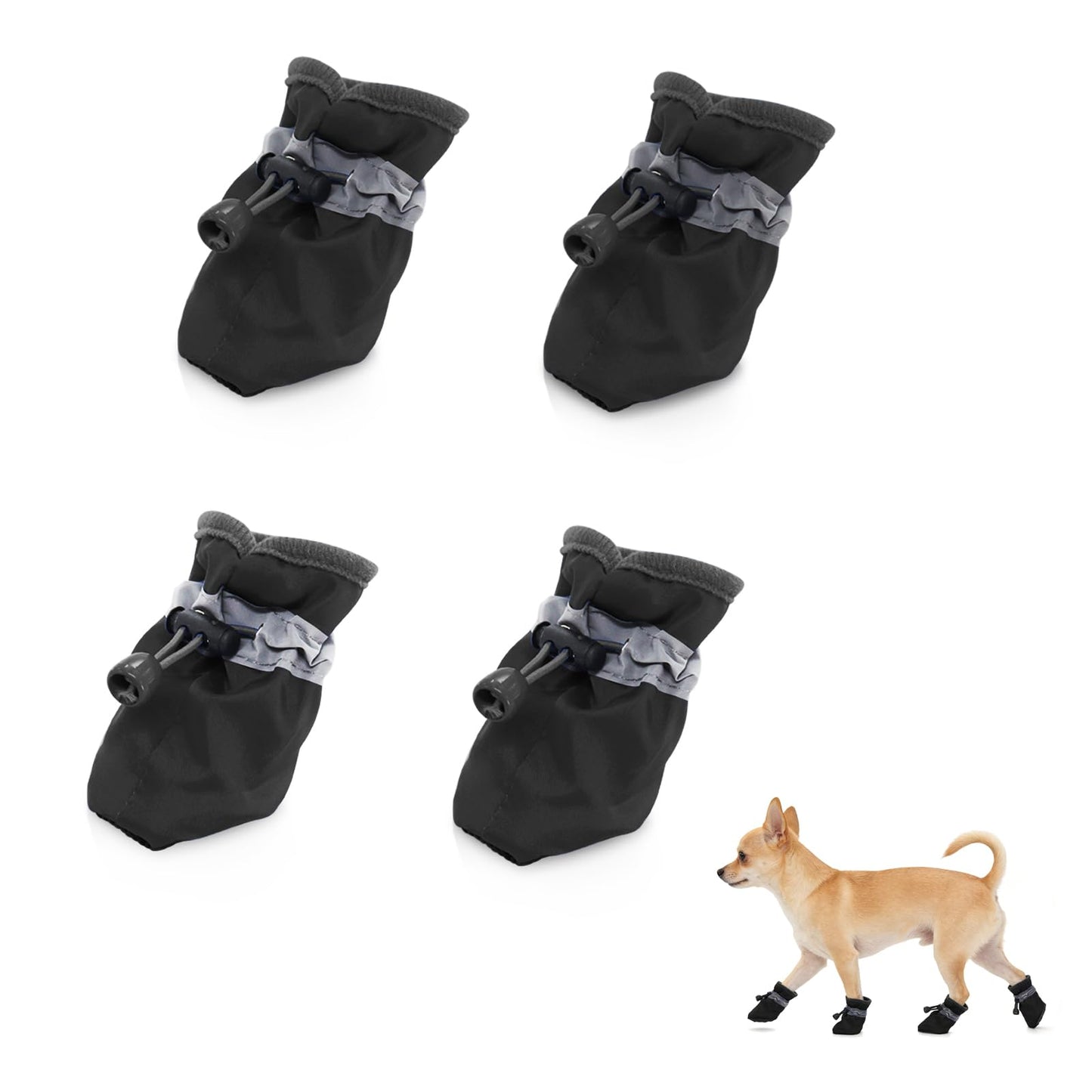 Andiker 4 Pcs Dog Shoes, Soft Breathable Dog Boots with Adjustable Drawstring Non-Slip Sole Easy to Clean Dog Paw Protectors for Outdoors Indoors in Spring Summer (Yellow, M)