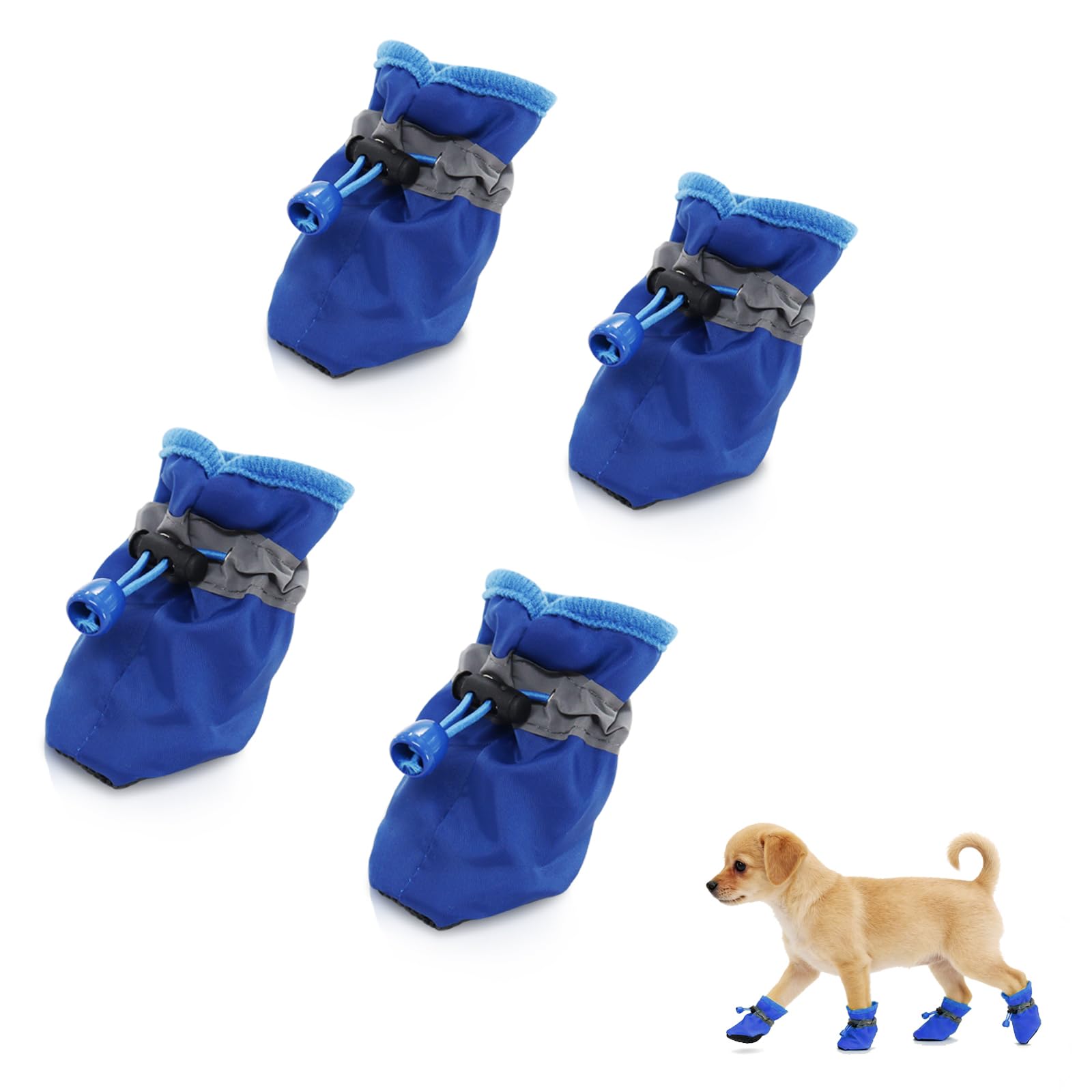 Andiker 4 Pcs Dog Shoes, Soft Breathable Dog Boots with Adjustable Drawstring Non-Slip Sole Easy to Clean Dog Paw Protectors for Outdoors Indoors in Spring Summer (Yellow, M)