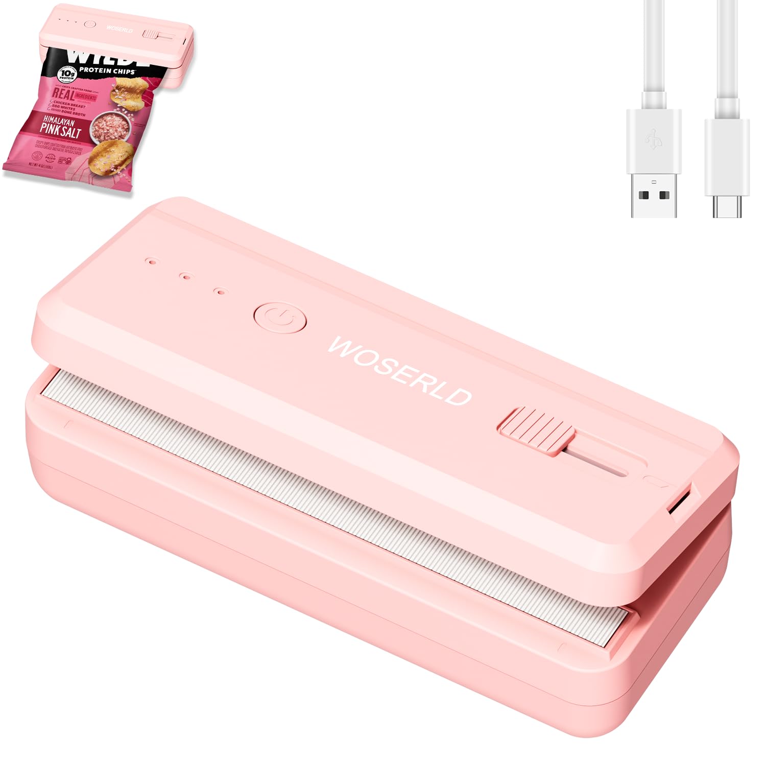 Mini Bag Sealer and Cutter magnet 1300mAh Rechargeable Chip Bag Sealer Machine Sealer Portable Heat Sealer Kitchen Food packaging Plastic bag resealer (White)
