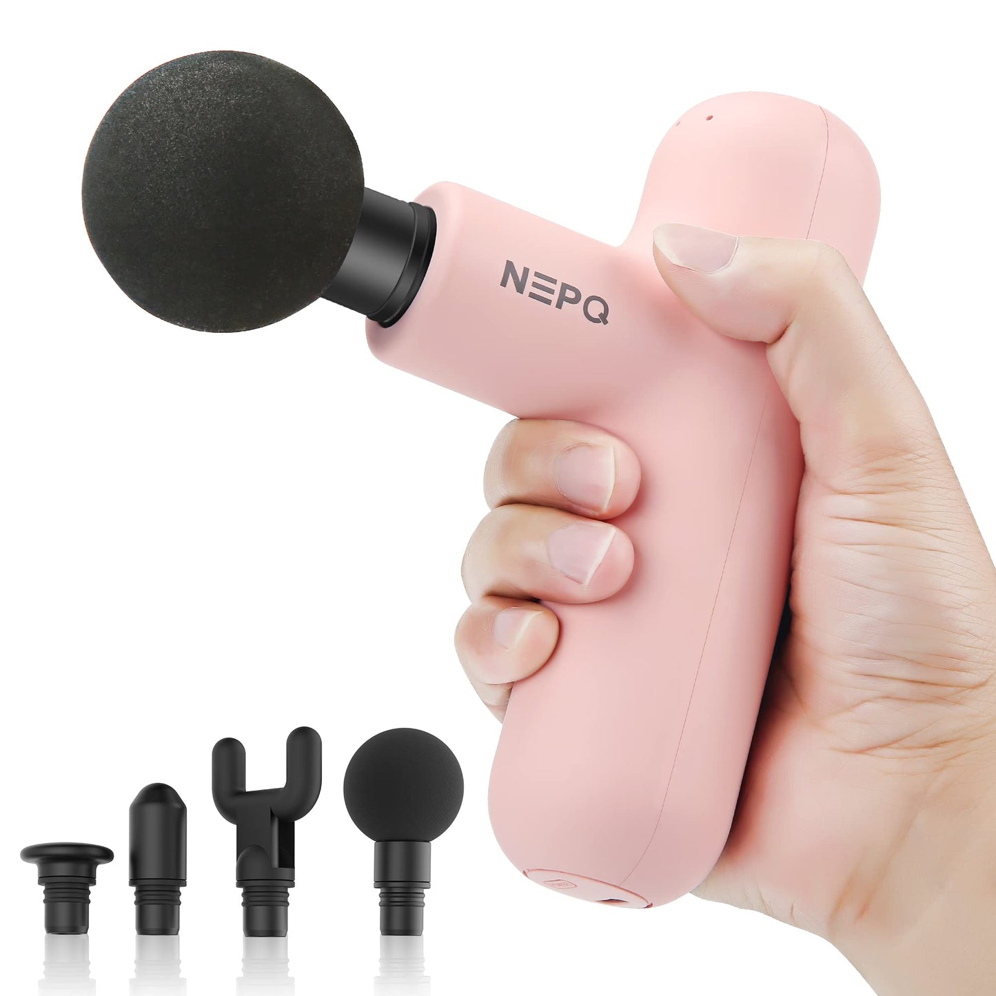 NEPQ Mini Massage Gun, Powerful Fascial Gun Portable Deep Tissue Percussion Muscle Back Head Massager for Pain Relief with 4 Massage Heads High-Intensity Vibration Rechargeable Small Massage Gun