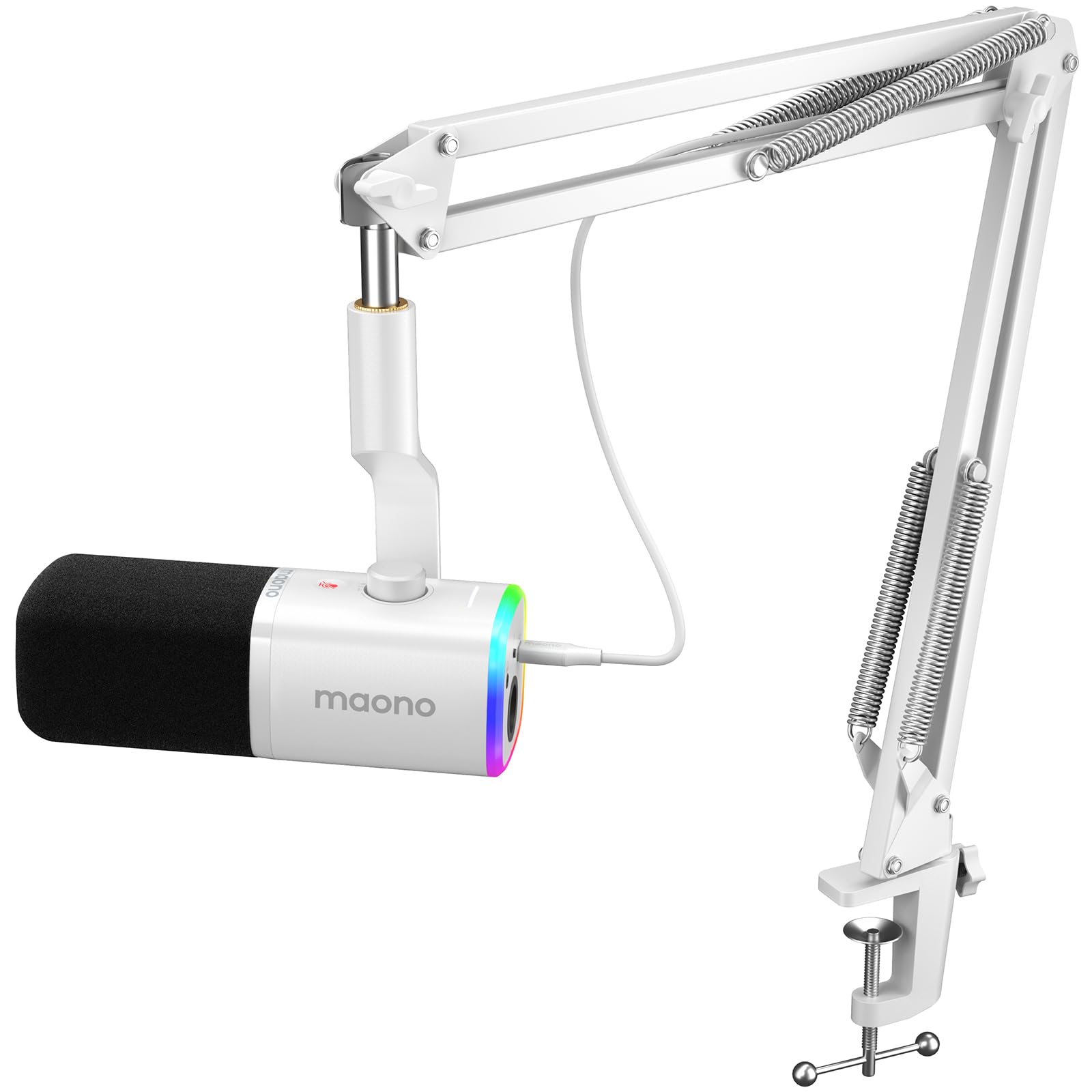 MAONO USB/XLR Podcasting Microphone for PC, Gaming Streaming Dynamic Mic with Mute Button, RGB, Desktop Stand,Computer Mic for Video Studio Recording-PD100X,Black
