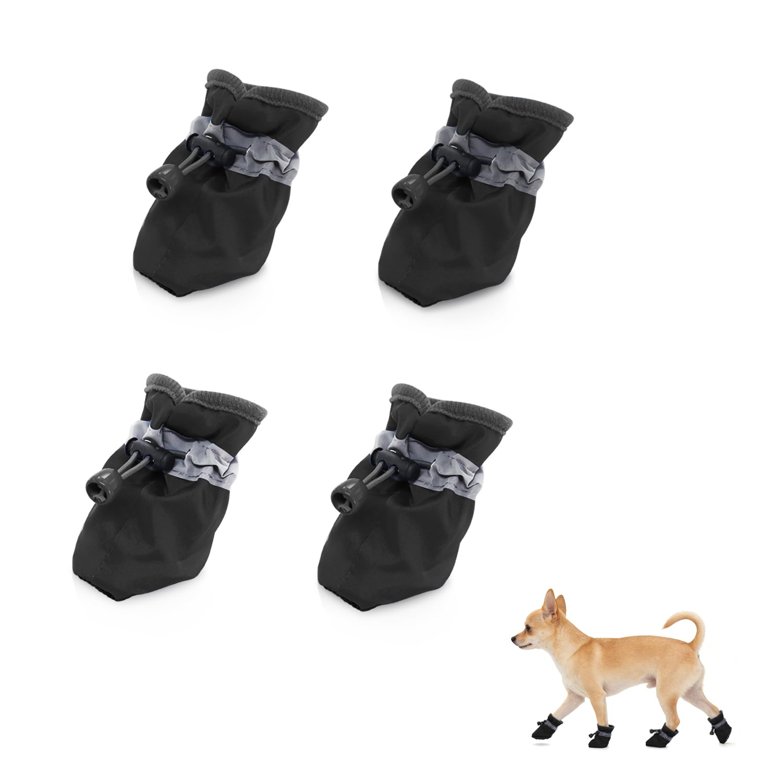 Andiker 4 Pcs Dog Shoes, Soft Breathable Dog Boots with Adjustable Drawstring Non-Slip Sole Easy to Clean Dog Paw Protectors for Outdoors Indoors in Spring Summer (Yellow, M)