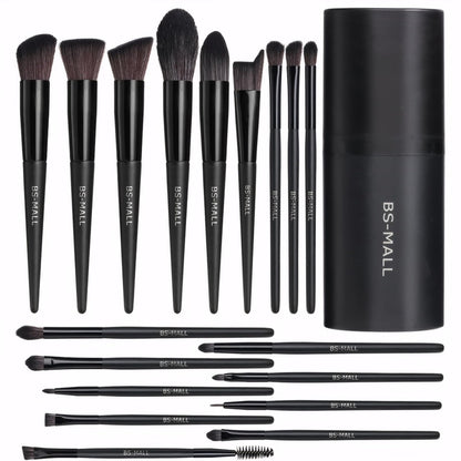 BS-MALL Makeup Brush Set 18 Pcs Professional Foundation Powder Concealers Eyeshadow Blush Synthetic Makeup Brushes with Labeled instruction Black Case Upgraded Version