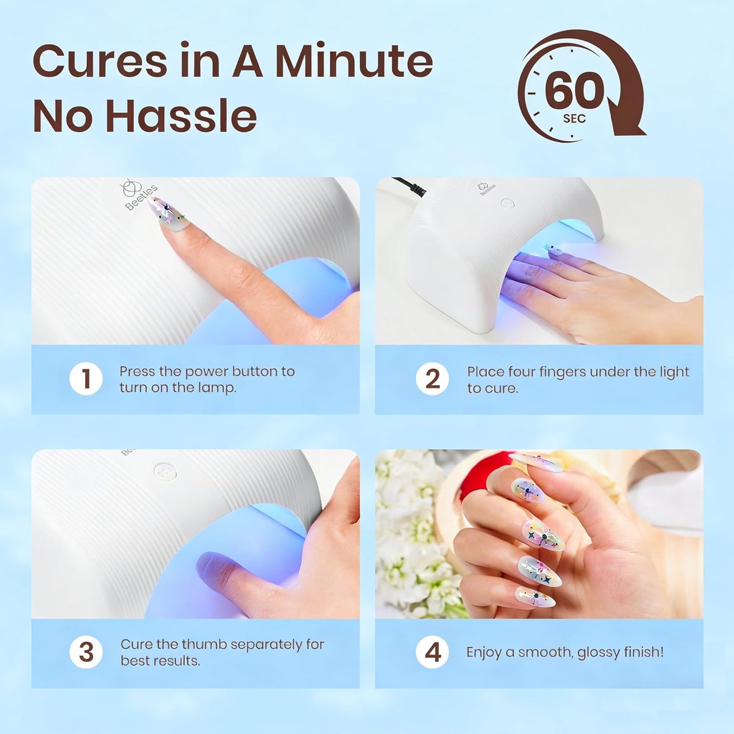 Beetles Gel Nail Polish Kit with U V Light - 80Pcs Color Enchantment 55 Colors Gel Polish Starter Kit with Base Top Coat DIY Nails Supply Stickers Manicure Tools Home Salon Gift for Women