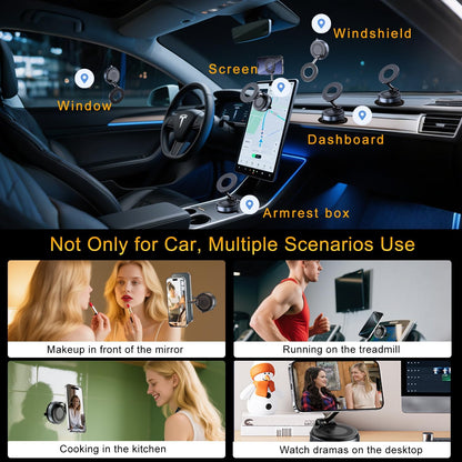 for MagSafe Car Mount, 98LBS Vacuum Suction Cup Phone Holder for Car Dashboard, Windshield, Gym, Mirror, 360° Adjustable Magnetic Phone Mount Fits iPhone 17 Air Pro Max & All Cell Phones