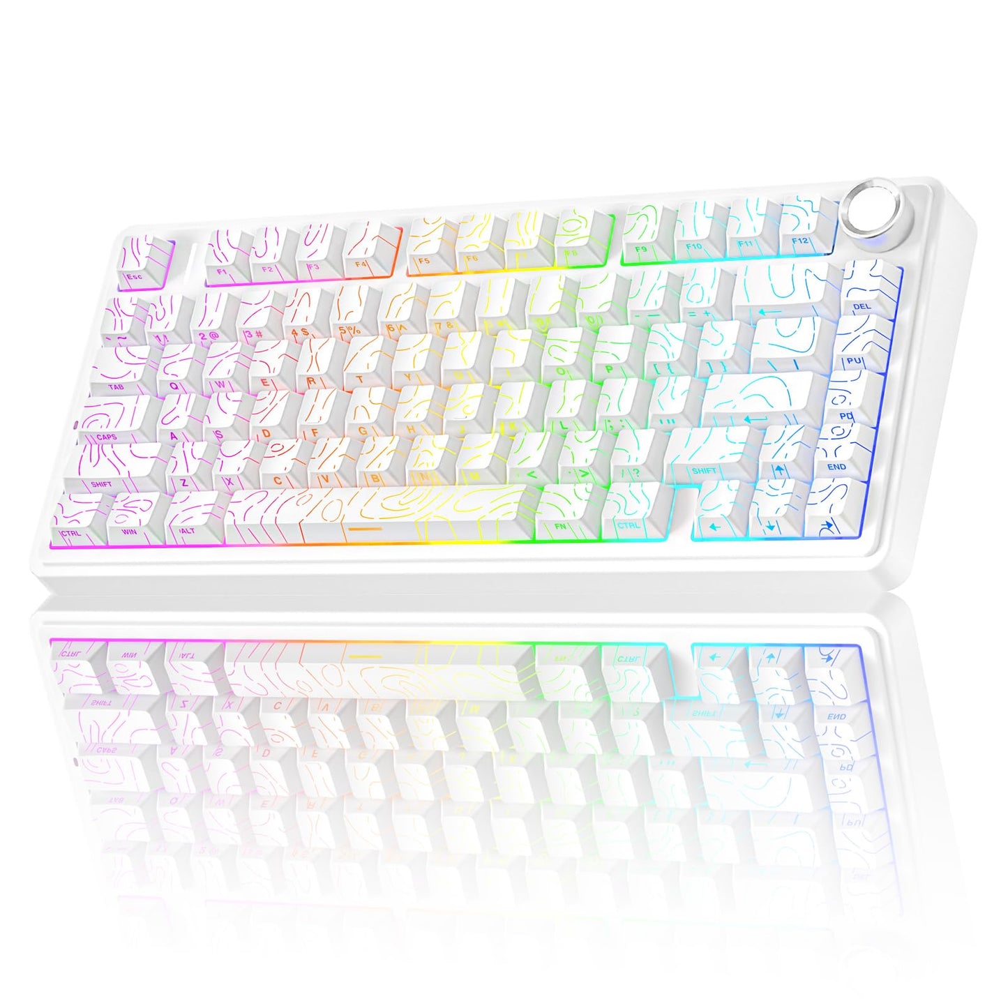 AULA F75 Pro Wireless Mechanical Keyboard,75% Hot Swappable Custom Keyboard with Knob,RGB Backlit,Pre-lubed Reaper Switches,Side Printed PBT Keycaps,2.4GHz/USB-C/BT5.0 Mechanical Gaming Keyboards