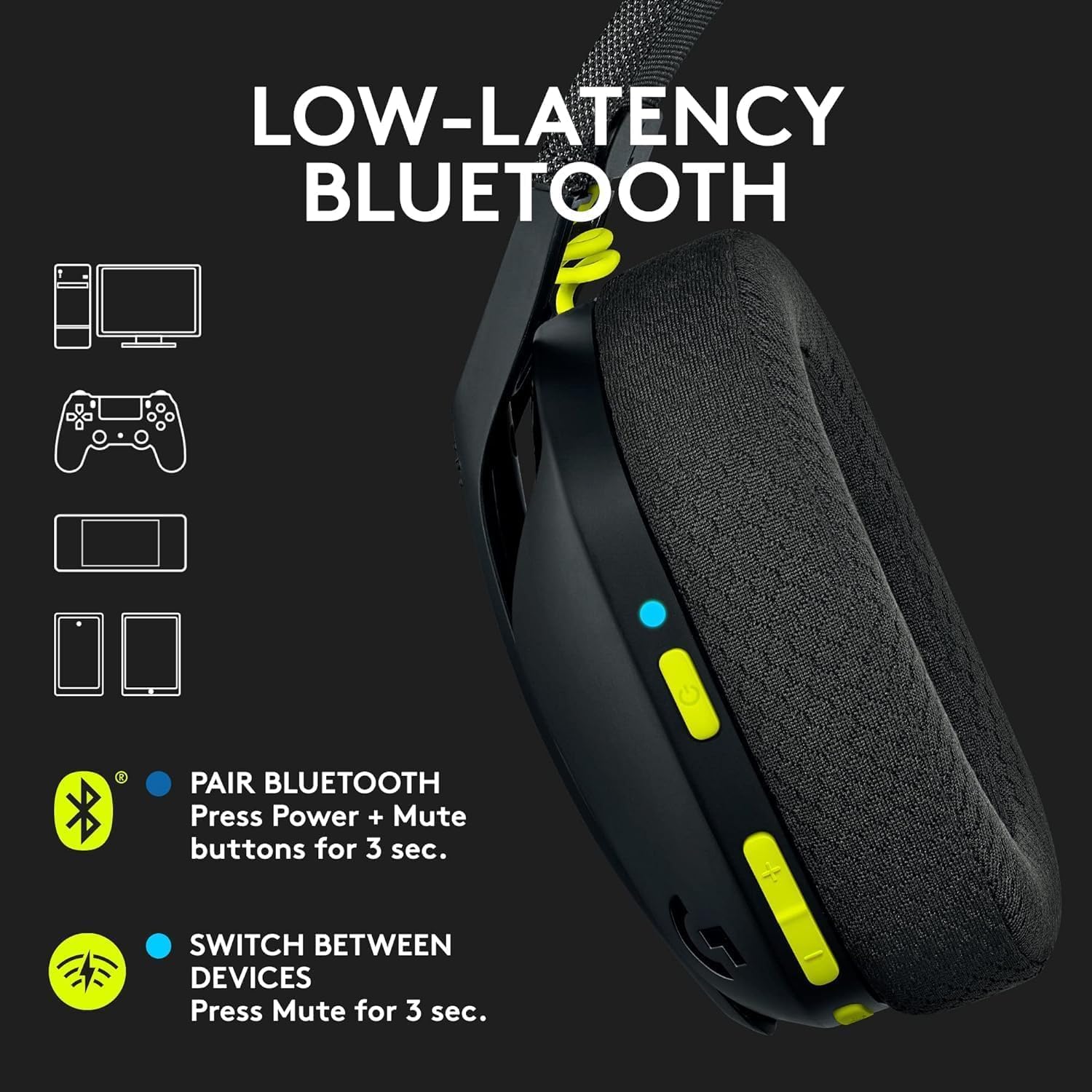 Logitech G435 Wireless Gaming Headset – Lightspeed + Bluetooth, Ultra-Light, Beamforming Mics, 40mm Drivers, Low-Latency, USB Receiver, Memory Foam Earcups, PC/PS5/PS4/Switch, Black, Bulk Packaging