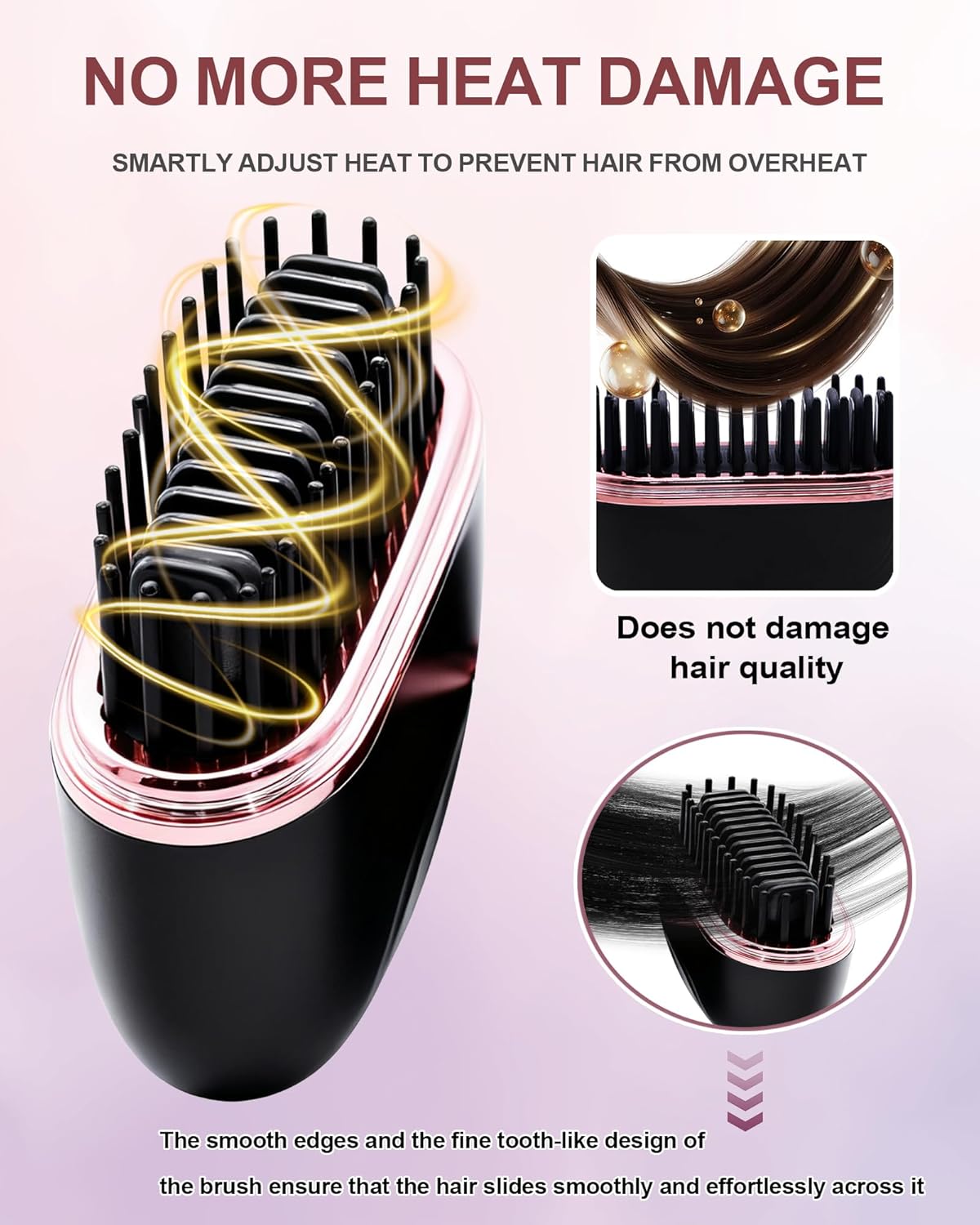 Mini Hair Straightener, Rechargeable Cordless Portable Hair Straighteners, 3-Speed Temperature Travel Hair Straightener for Women Home &Travel (Black)