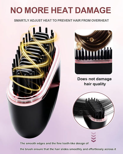 Mini Hair Straightener, Rechargeable Cordless Portable Hair Straighteners, 3-Speed Temperature Travel Hair Straightener for Women Home &Travel (Black)