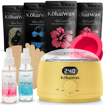 KoluaWax Premium Waxing Kit for Women - Beginner Friendly - Complete Wax Kit that includes 14oz of Wax Beads, Applicator, Pre and Post Care, Suitable for Sensitive Skin (Black) - Mothers Day Gifts