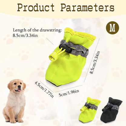 Andiker 4 Pcs Dog Shoes, Soft Breathable Dog Boots with Adjustable Drawstring Non-Slip Sole Easy to Clean Dog Paw Protectors for Outdoors Indoors in Spring Summer (Yellow, M)