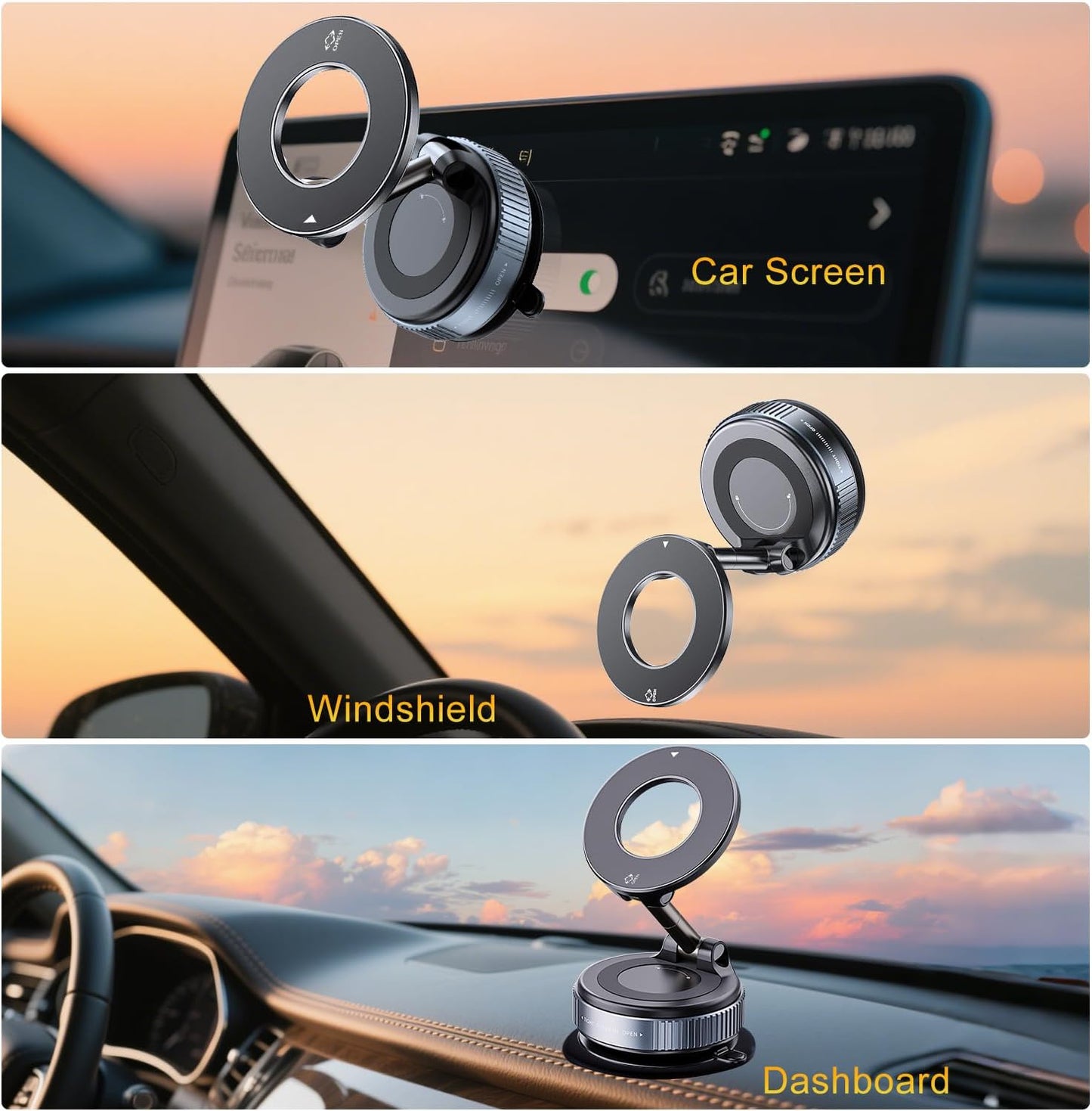for MagSafe Car Mount, 98LBS Vacuum Suction Cup Phone Holder for Car Dashboard, Windshield, Gym, Mirror, 360° Adjustable Magnetic Phone Mount Fits iPhone 17 Air Pro Max & All Cell Phones