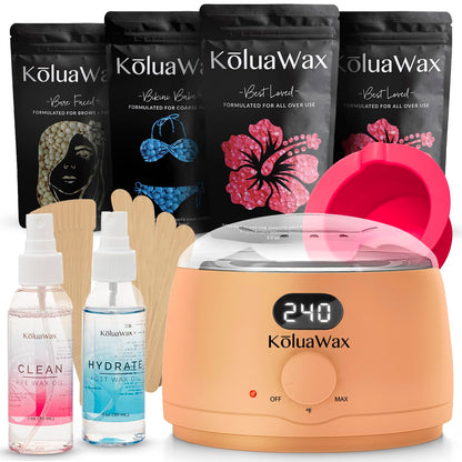 KoluaWax Premium Waxing Kit for Women - Beginner Friendly - Complete Wax Kit that includes 14oz of Wax Beads, Applicator, Pre and Post Care, Suitable for Sensitive Skin (Black) - Mothers Day Gifts