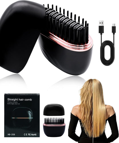 Mini Hair Straightener, Rechargeable Cordless Portable Hair Straighteners, 3-Speed Temperature Travel Hair Straightener for Women Home &Travel (Black)