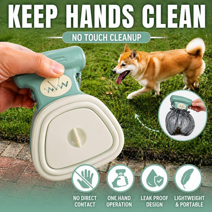 Dog Pooper Scooper with Waste Bag Dispenser – Small Size, Portable, Lightweight, One-Hand Operation, Leak-Proof, Durable Pet Waste Scooper (Green)