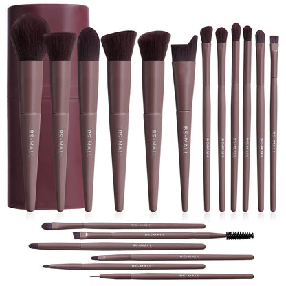 BS-MALL Makeup Brush Set 18 Pcs Professional Foundation Powder Concealers Eyeshadow Blush Synthetic Makeup Brushes with Labeled instruction Black Case Upgraded Version
