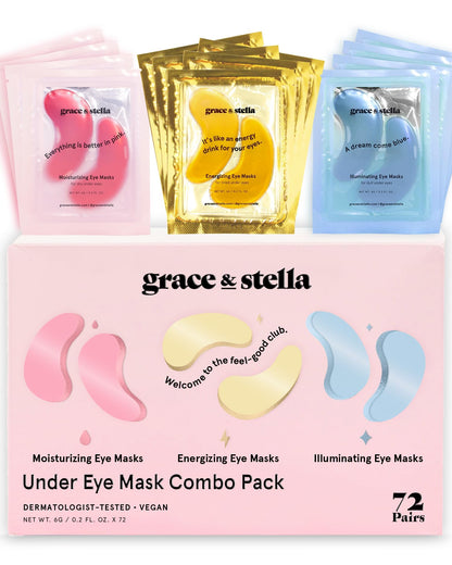 grace & stella Award Winning Under Eye Mask - Birthday Gifts for Women - Gel Eye Patches for Dark Circles, Puffy Eyes, Undereye Bags - Mothers Day Gifts for Mom - Vegan Self Care (24 Pairs, Gold)