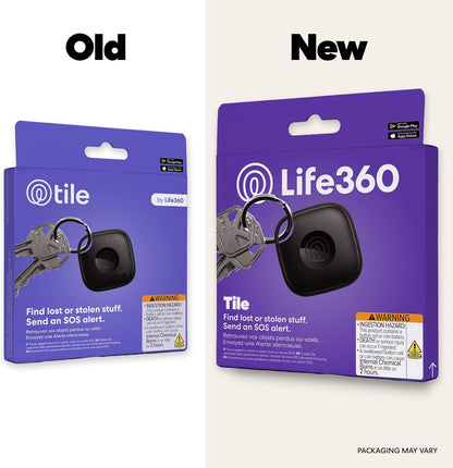 Life360 Tile - Bluetooth Tracker, Keys Finder and Item Locator for Keys, Bags and More. Phone Finder. Both iOS and Android Compatible. 1-Pack (Black)