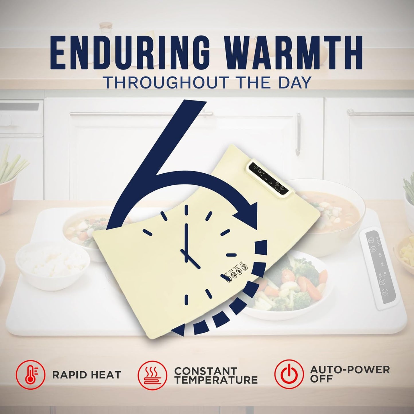 Electric Warming Mat for Food (24.8" x 15.7") | Food Warming Mat for Countertop with 3 Temperature Settings | Heating Mat for Food for Buffets Party, Dinner & Holiday Gatherings