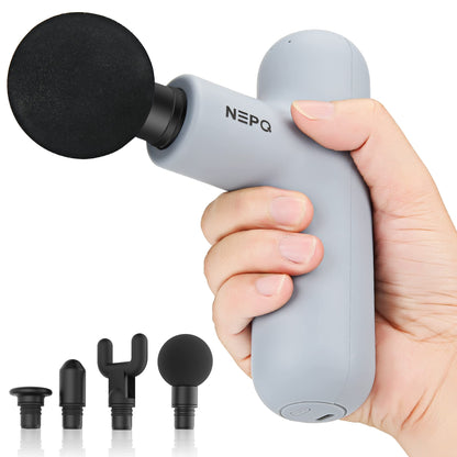 NEPQ Mini Massage Gun, Powerful Fascial Gun Portable Deep Tissue Percussion Muscle Back Head Massager for Pain Relief with 4 Massage Heads High-Intensity Vibration Rechargeable Small Massage Gun