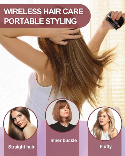 Mini Hair Straightener, Rechargeable Cordless Portable Hair Straighteners, 3-Speed Temperature Travel Hair Straightener for Women Home &Travel (Black)
