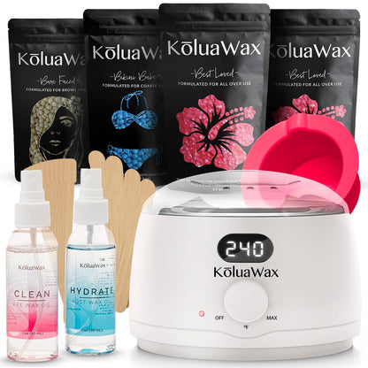 KoluaWax Premium Waxing Kit for Women - Beginner Friendly - Complete Wax Kit that includes 14oz of Wax Beads, Applicator, Pre and Post Care, Suitable for Sensitive Skin (Black) - Mothers Day Gifts