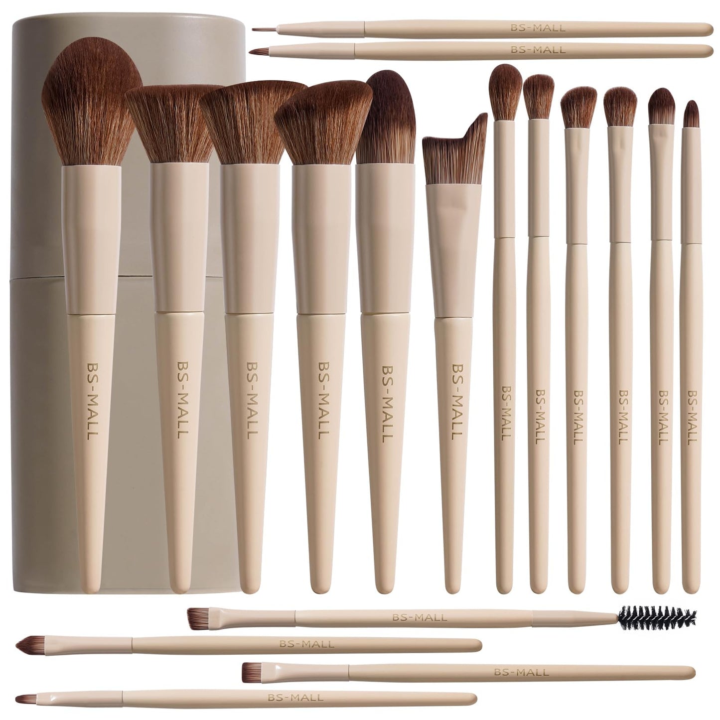 BS-MALL Makeup Brush Set 18 Pcs Professional Foundation Powder Concealers Eyeshadow Blush Synthetic Makeup Brushes with Labeled instruction Black Case Upgraded Version