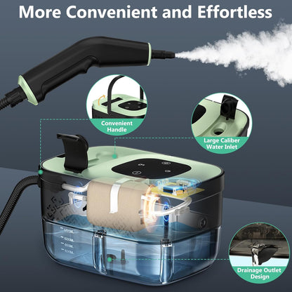 Steam Cleaner, Portable Steamer for Cleaning with 16pcs Accessories, 6-Level Adjustable and 15s Heat-Up, Handheld Steam Cleaner for Home, Tile, Dirt, Grout, Grease, Car Detailing