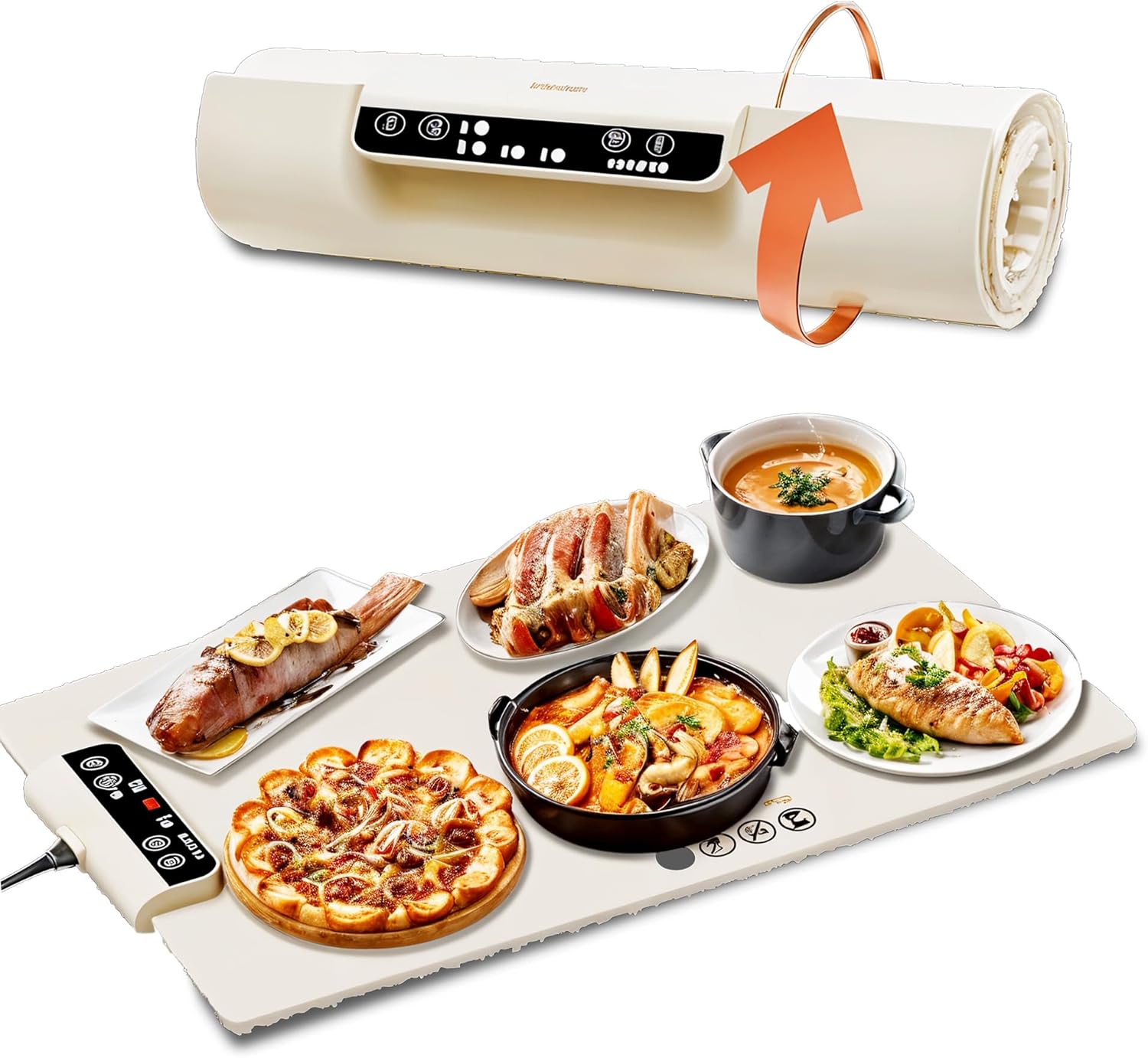 Electric Warming Mat for Food (24.8" x 15.7") | Food Warming Mat for Countertop with 3 Temperature Settings | Heating Mat for Food for Buffets Party, Dinner & Holiday Gatherings