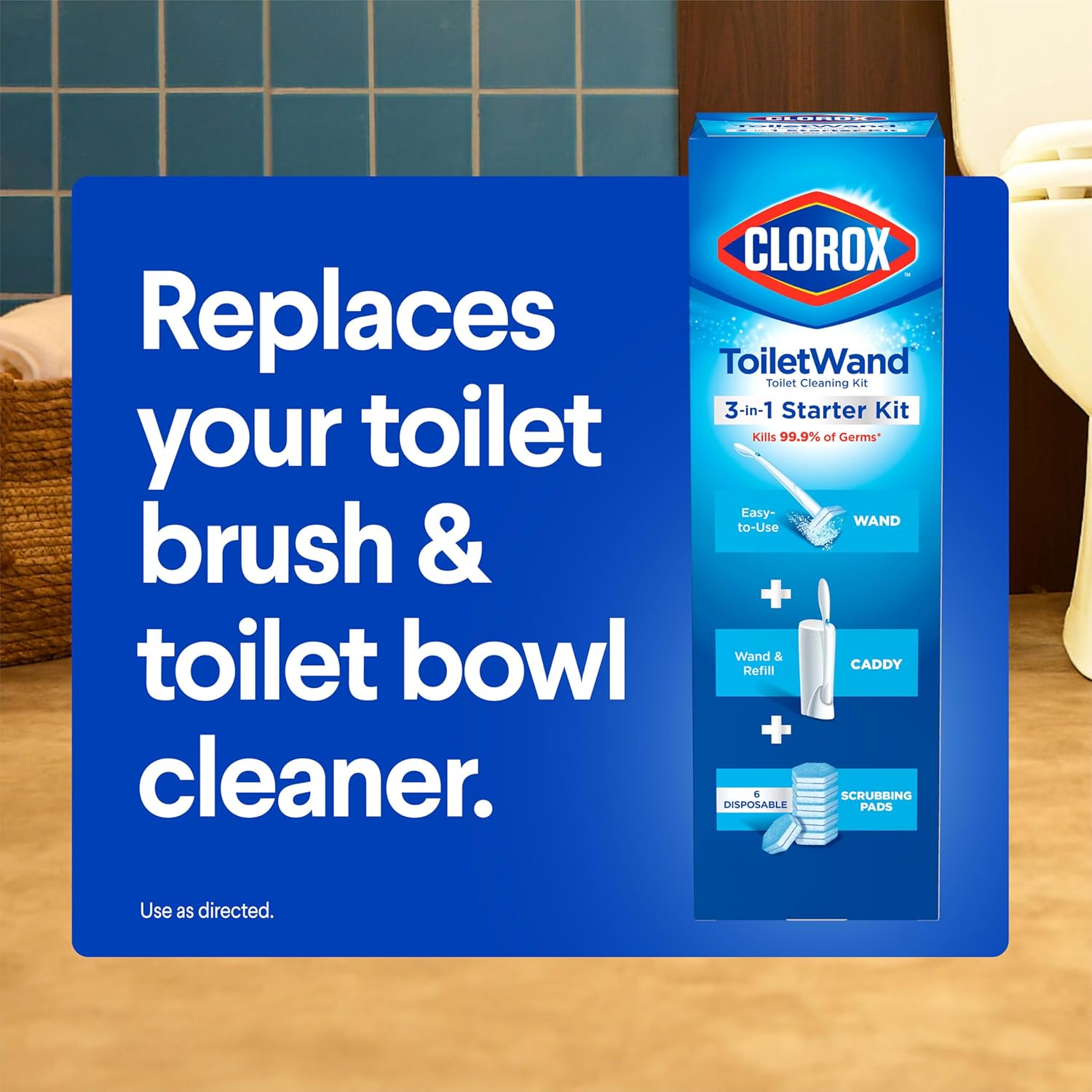 Clorox ToiletWand Toilet Cleaning Kit, ToiletWand, Caddy and 6 Refills, Pack of 6 (Pack May Vary)