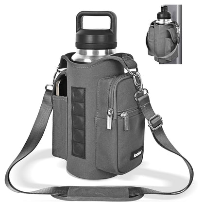 icolor Magnetic Gym Bag Water Bottle Carrier Holder with Phone Pockets & Shoulder Strap,Gym Magnetic Bag 5 Built-in Magnets Gym Accessories Organizer Sling Bottle Bag Pouch Sleeve
