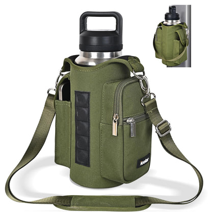 icolor Magnetic Gym Bag Water Bottle Carrier Holder with Phone Pockets & Shoulder Strap,Gym Magnetic Bag 5 Built-in Magnets Gym Accessories Organizer Sling Bottle Bag Pouch Sleeve