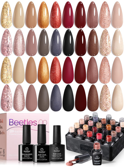 Beetles Gel Nail Polish Kit with U V Light - 80Pcs Color Enchantment 55 Colors Gel Polish Starter Kit with Base Top Coat DIY Nails Supply Stickers Manicure Tools Home Salon Gift for Women